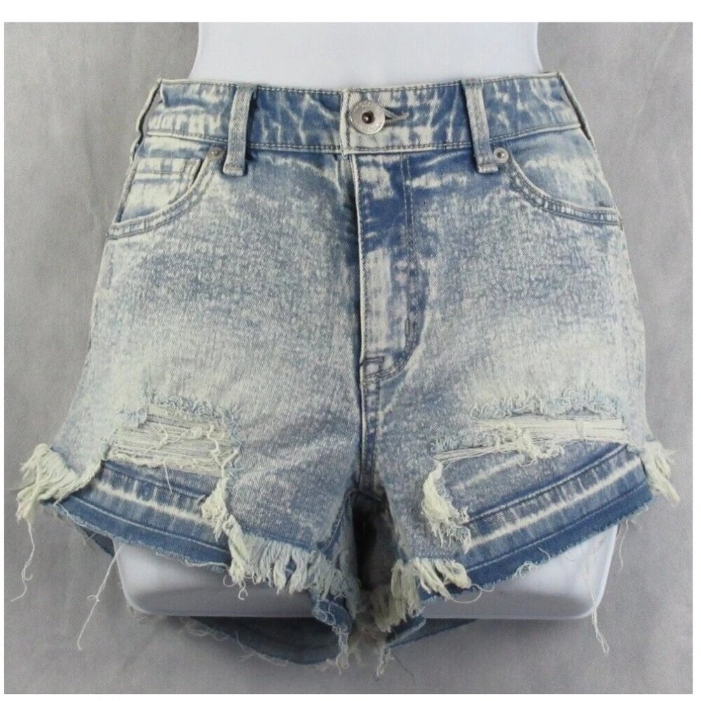 INC Women's Frayed Cutoff Denim Shorts, Light Blue Wash, Size 0 / 25 Waist